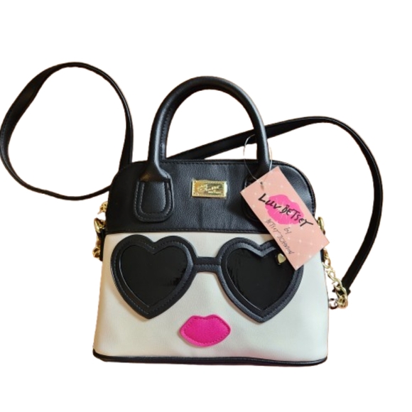 BETSEY JOHNSON ☆ BLACK & WHITE ☆ LADY FACE SATCHEL ☆ NWT - Picture 2 of 13